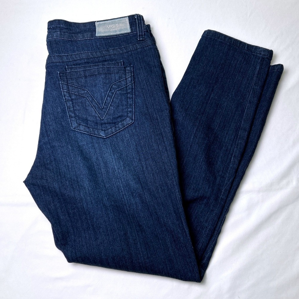VGS Jeans Womens Distressed Roll Up Skinny Jeans Size 12 Dark Wash Denim Indie